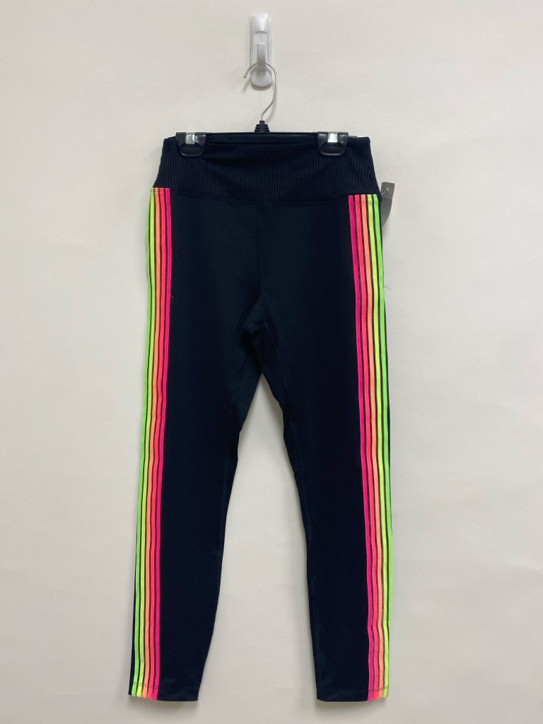 NWT Victoria Secret Size S Black Neon/Multi Striped Athletic Leggings
