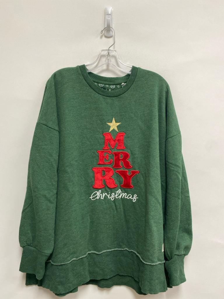 Size L Green Red Christmas Embroidered Ladies Sweatshirt