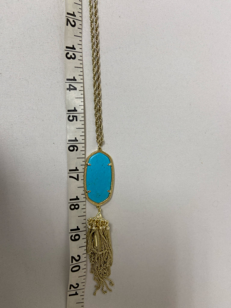 Kendra Scott Gold Color Turquoise Tassels Necklace