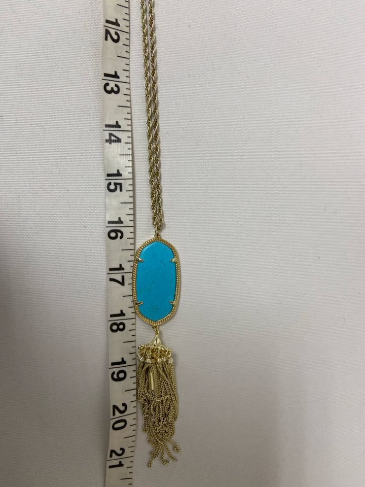 Kendra Scott Gold Color Turquoise Tassels Necklace