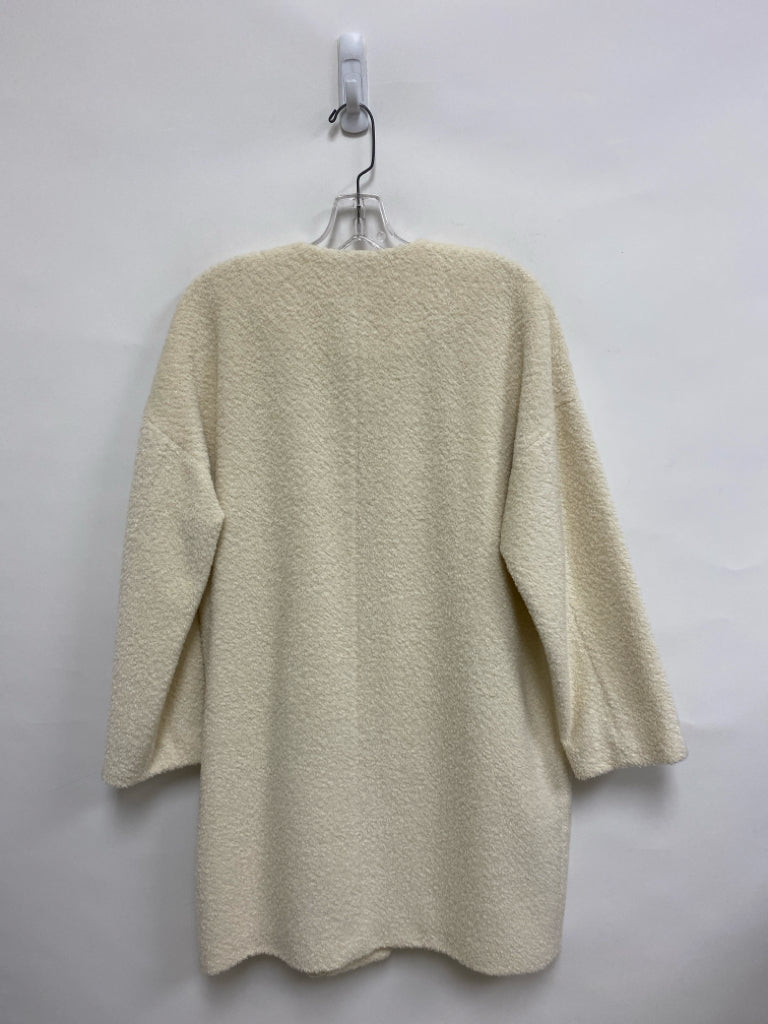 Eileen Fisher Size S Cream Button Up Faux Fur Ladies Jacket