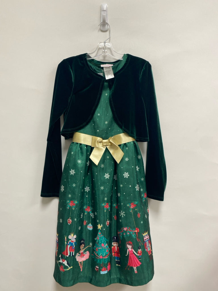 Bonnie Jean SIZE 14 Dark Green Multi Color Christmas Girl&