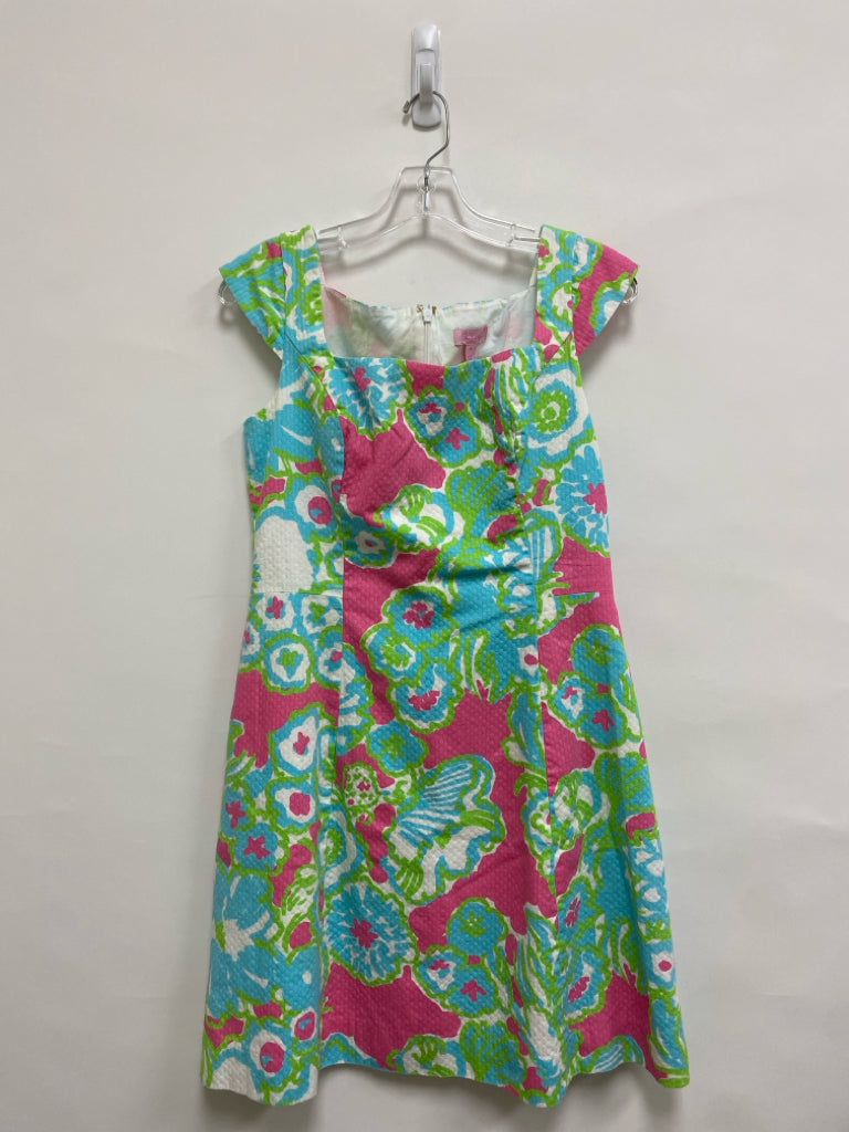 LILLY PULITZER Size 10 Blue/Green Pink Print Ladies Dress