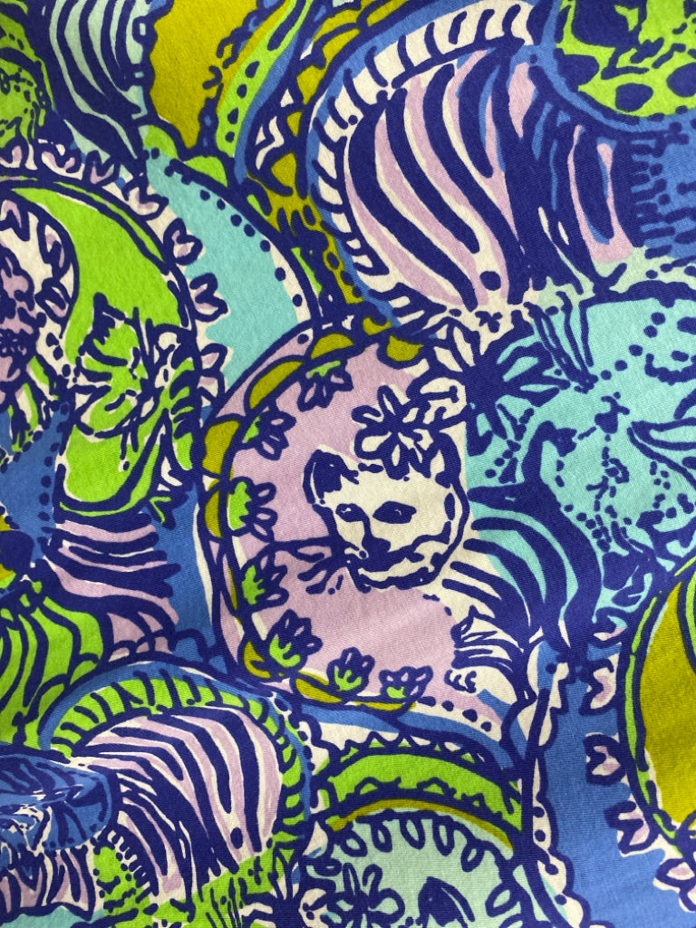 LILLY PULITZER Size XS Blue/Green Aqua/Purple V Neck Ladies Dress