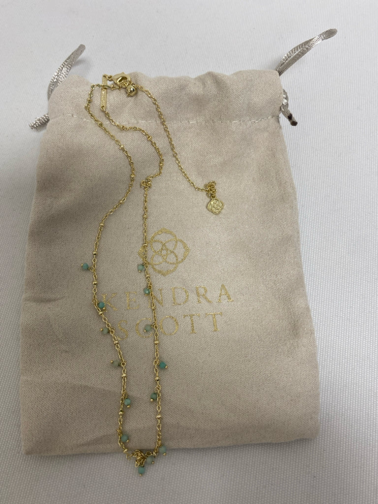 Kendra Scott Gold Color Blue Beaded Necklace