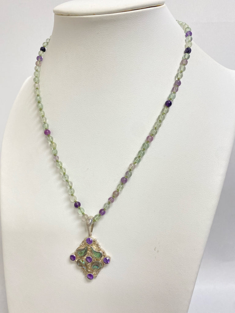 Purple Green Jeweled Necklace