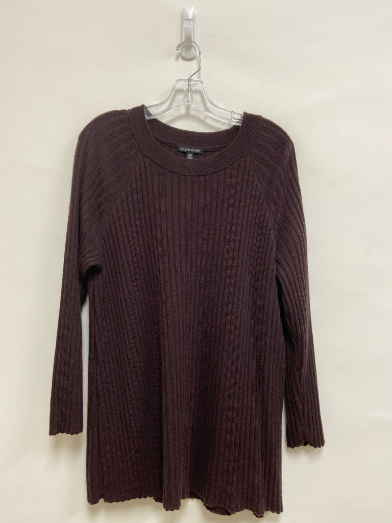 Eileen Fisher Size L Brown Ribbed Merino Ladies Sweater