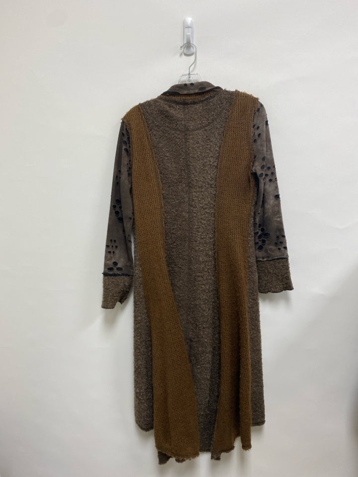 Size S Brown/Black Cut-Out Duster Boucle Ladies Sweater