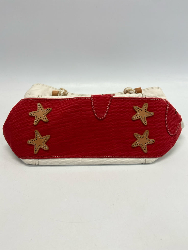Brighton Cream Red Starfish Canvas Tote Bag