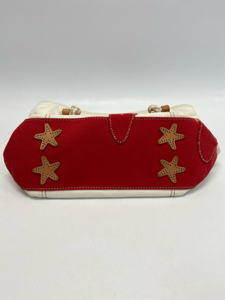 Brighton Cream Red Starfish Canvas Tote Bag