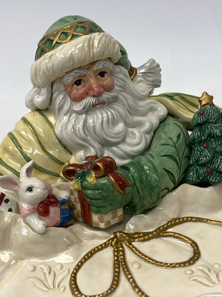 Fitz/Floyd Cream Green/Multi Santa Christmas