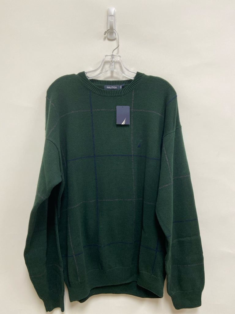 NWT Nautica Size L Dark Green Navy Windowpane Men&