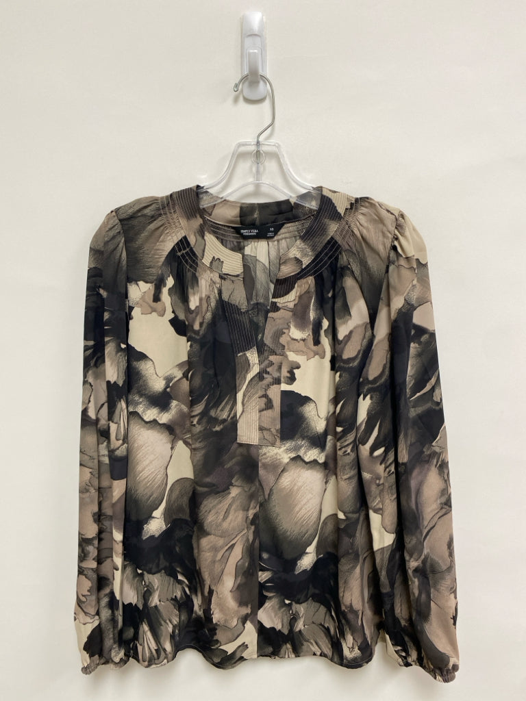 Simply Vera Size XS Tan/Black Taupe Watercolors Ladies Top