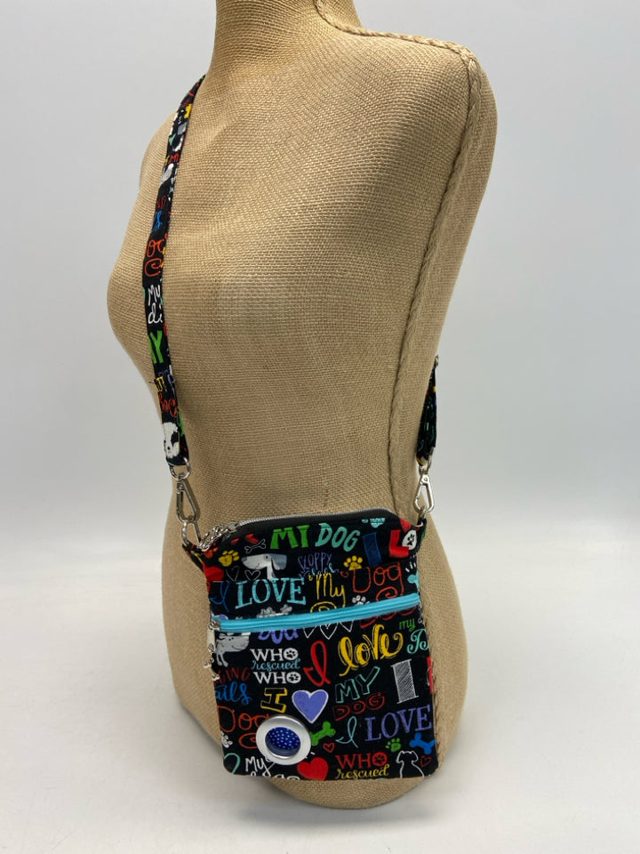 Black Multi Color Words Fabric Misc. Pet