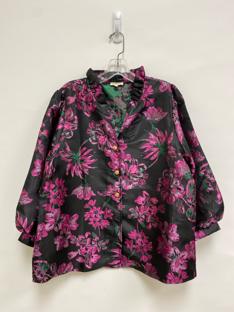 Jodifl Size L Black Fuchsia Jacquard Ladies Top