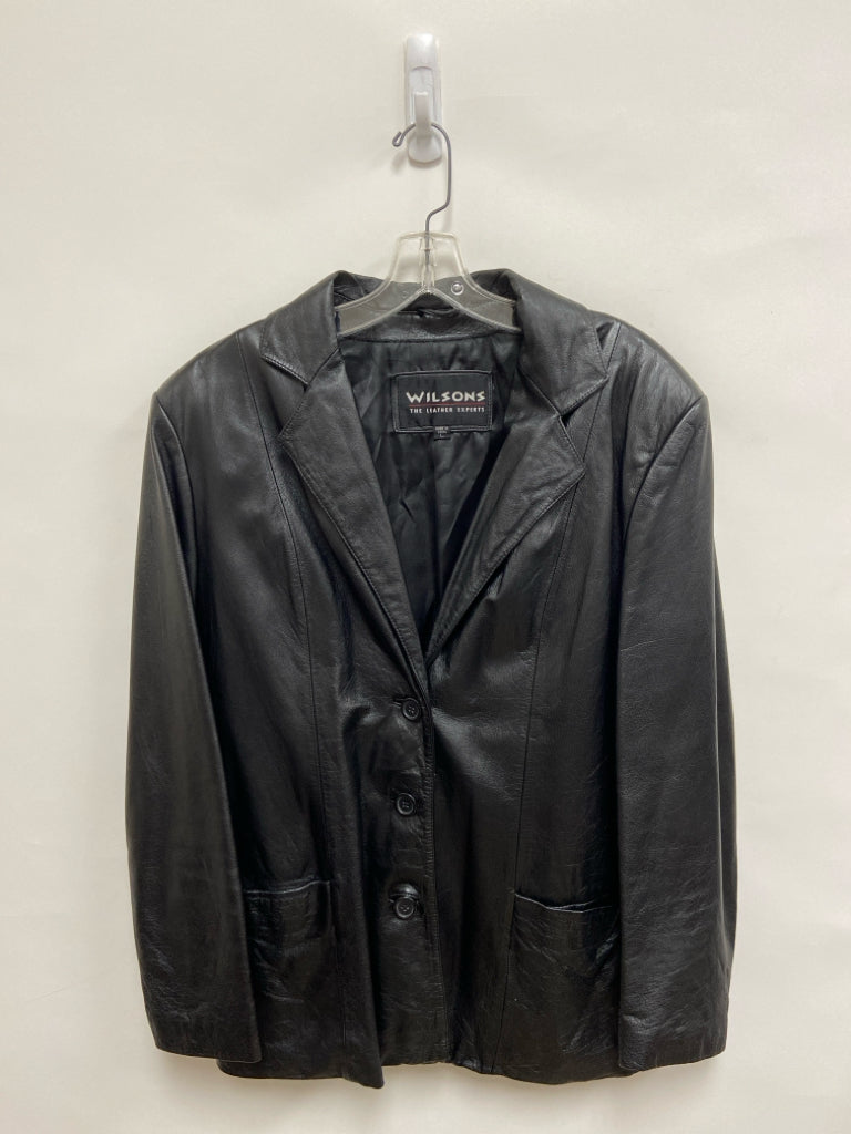 Wilsons Leather Size L Black Button Up Ladies Jacket