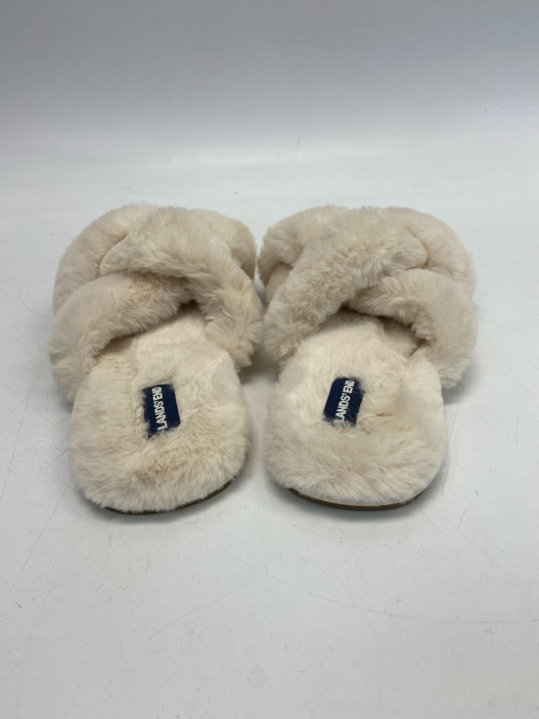 Lands End  Size 9 Cream Crisscross Slippers