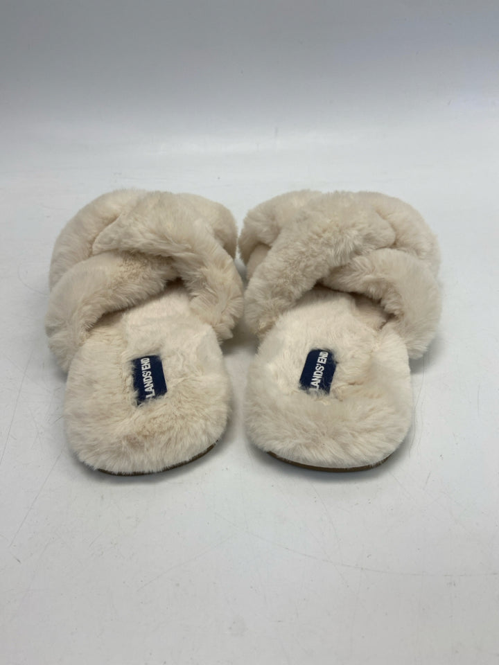 Lands End  Size 9 Cream Crisscross Slippers
