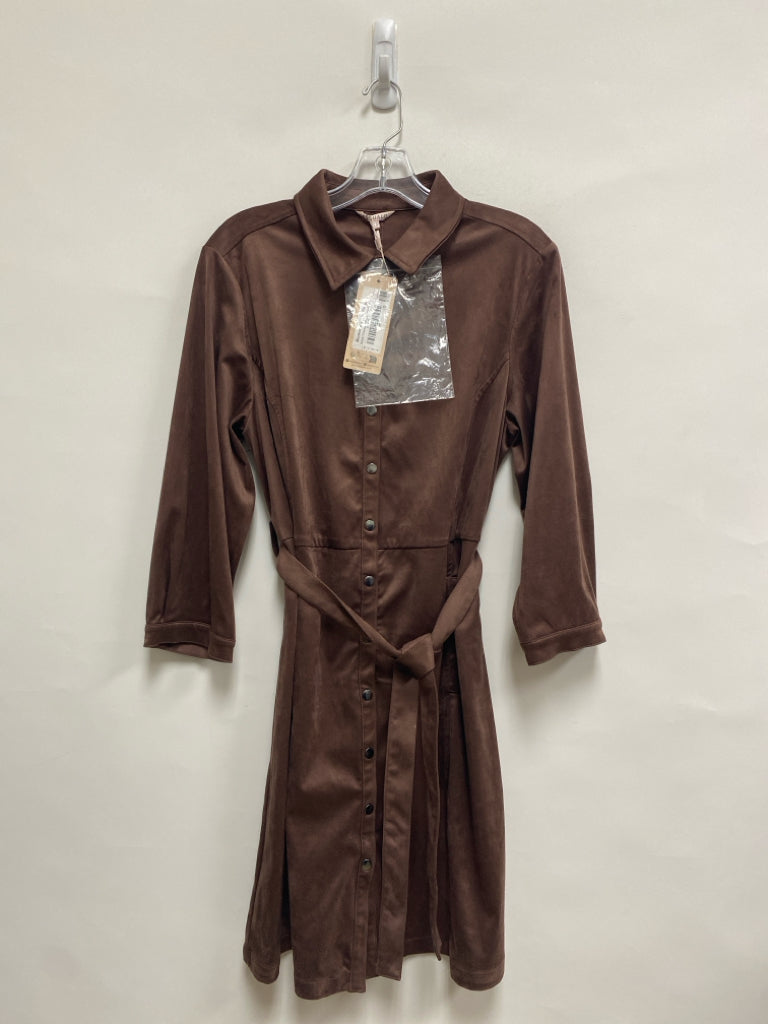 NWT Size 10 Brown Button Up Faux Suede Ladies Dress