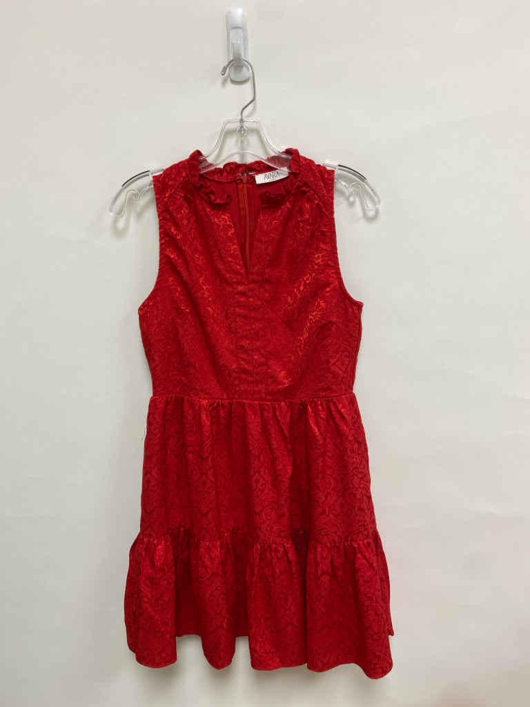 Size XS Red Sleeveless Brocade Ladies Dress