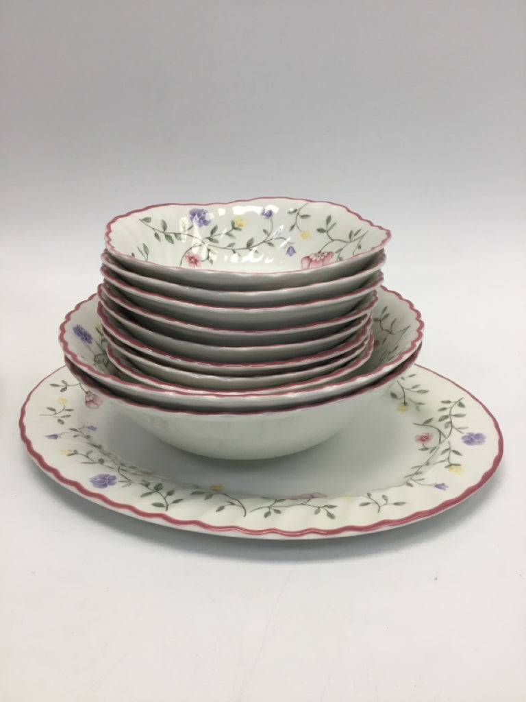 White Pink/Multi Flowers Dishes