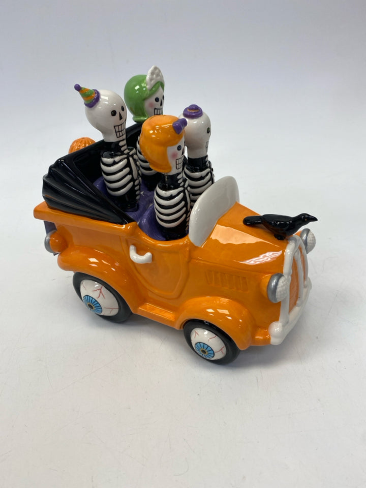Dept. 56 Orange Multi Color Skeleton Ceramic Halloween