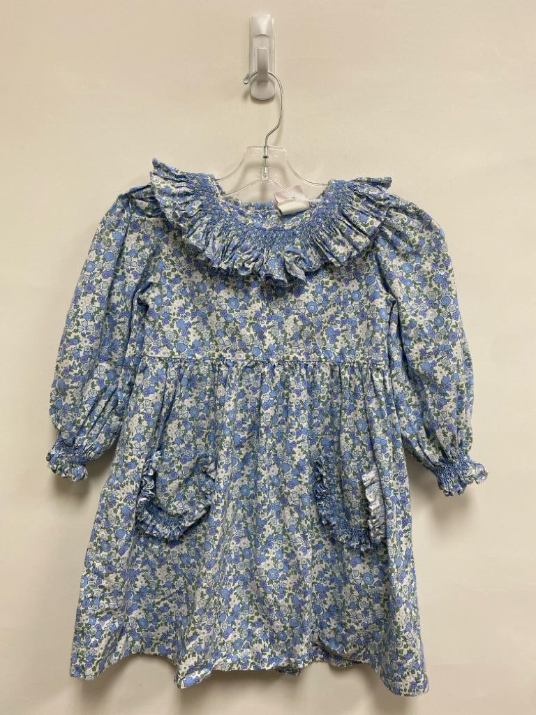 stitchy fish SIZE 6 White Blue/Green Floral Girl&
