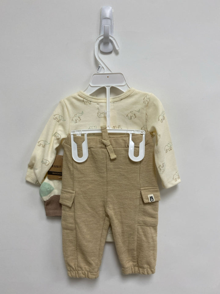 NWT Rabbit+Bear SIZE 3-6M Cream Brown Elephant(s) Boy&