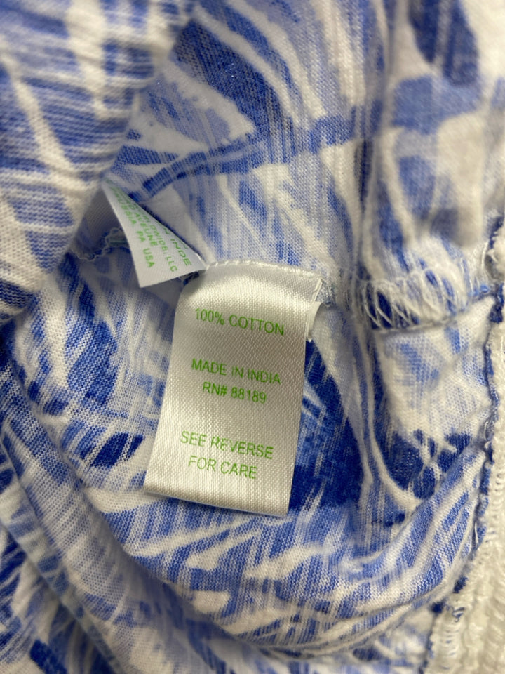 LILLY PULITZER Size XL Blue White Trimmed Sleeveless Ladies Top