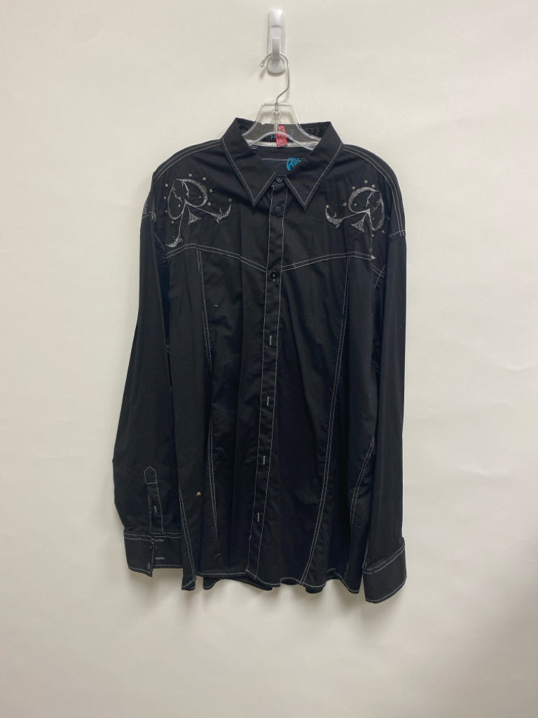 Roar Brand Size 3X Black Silver Embroidered Button Down Men&