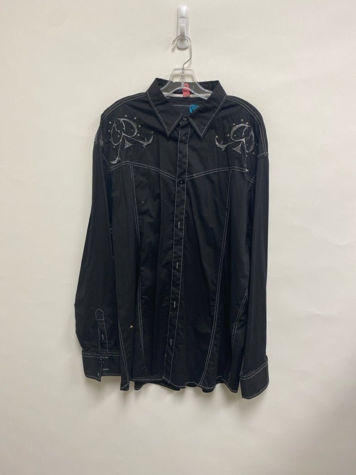 Roar Brand Size 3X Black Silver Embroidered Button Down Men&