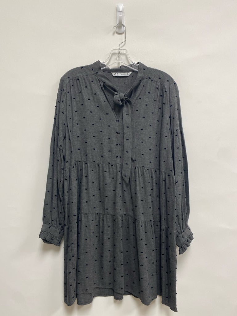 Zara Size M Charcoal Black Swiss Dot Ladies Dress