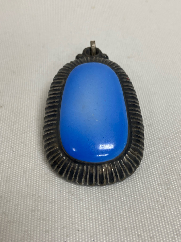 Silver Color Blue Rectangle(s) Pendant