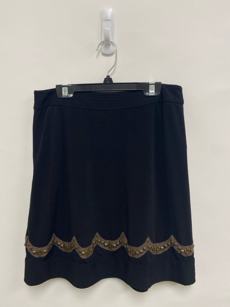 RANNA GILL Size S Black Tan Beaded Ladies Skirt