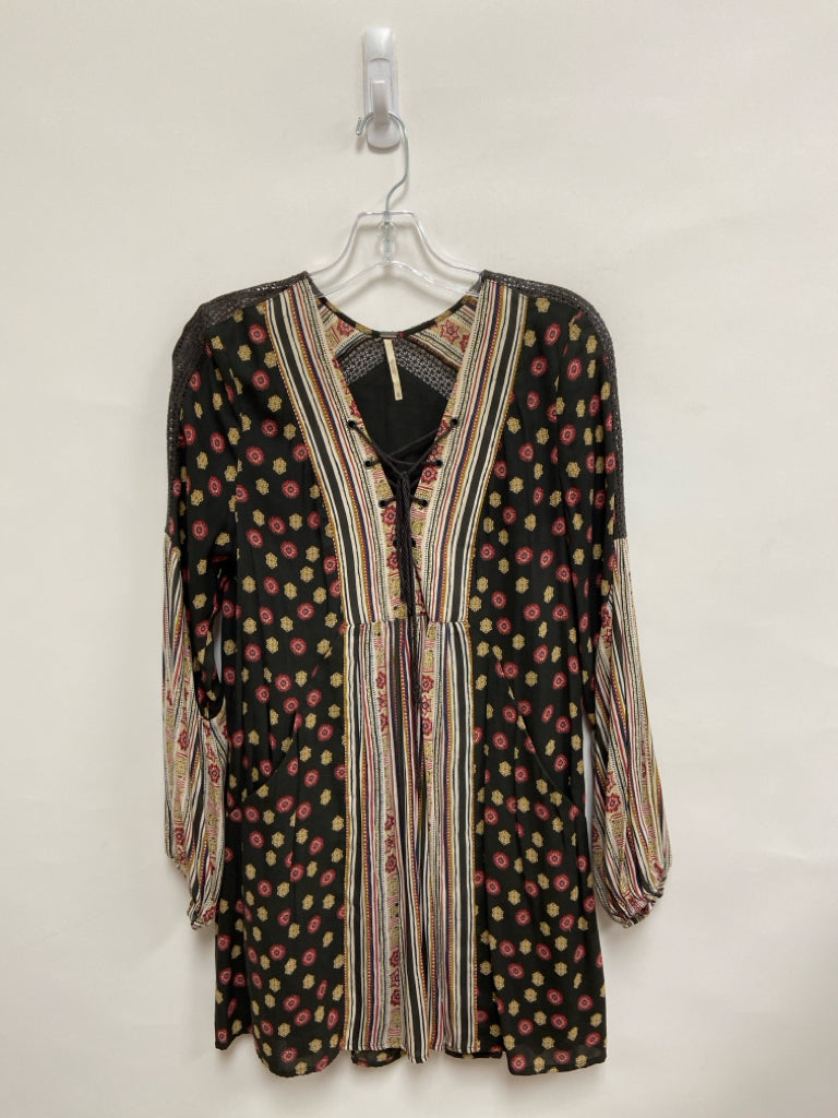 Free People Size XS Gray Cream/Tan Floral Ladies Dress