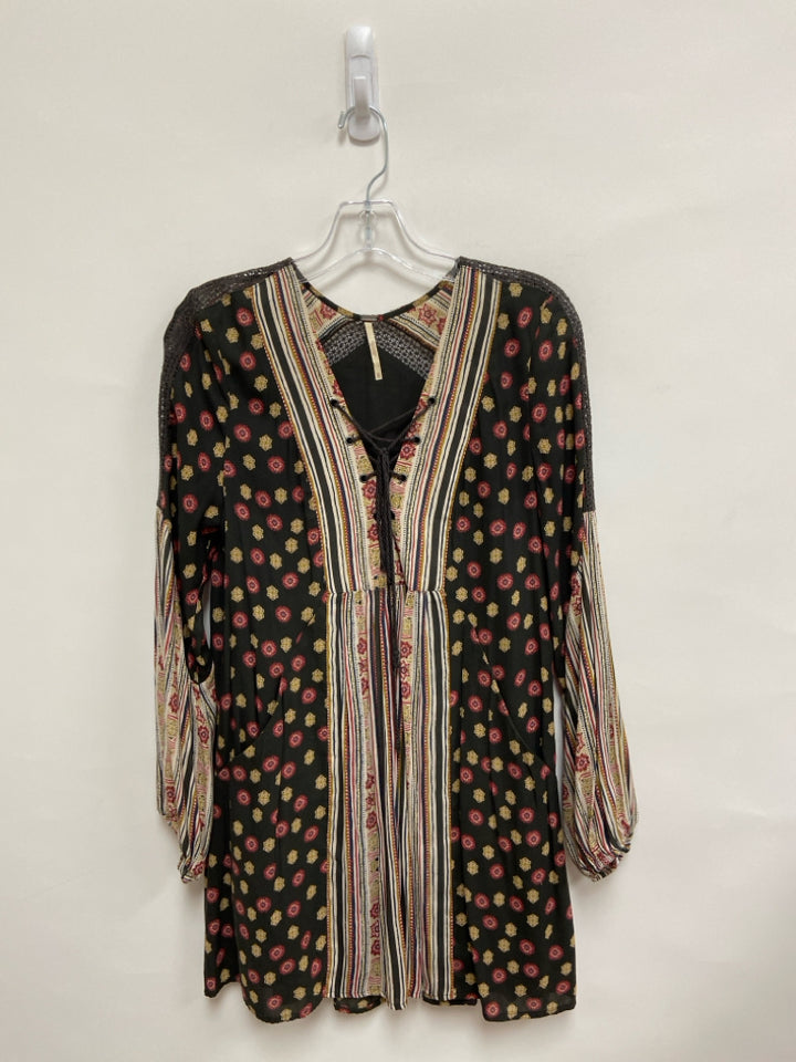 Free People Size XS Gray Cream/Tan Floral Ladies Dress