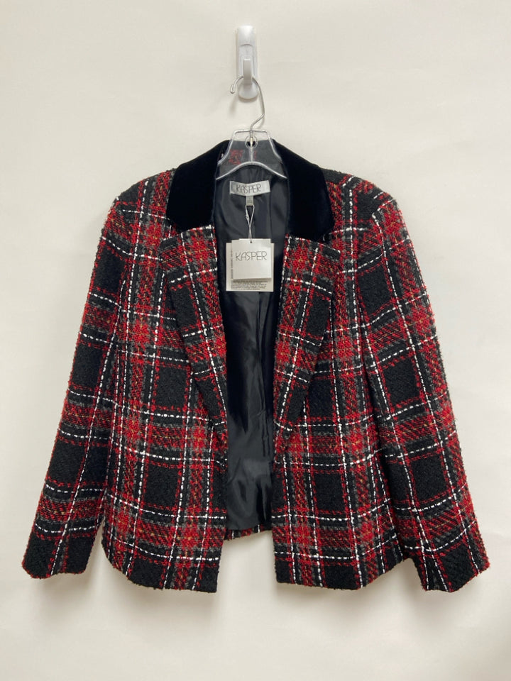 NWT Kasper Size 12 Red/Black White/Gray Plaid Ladies Jacket