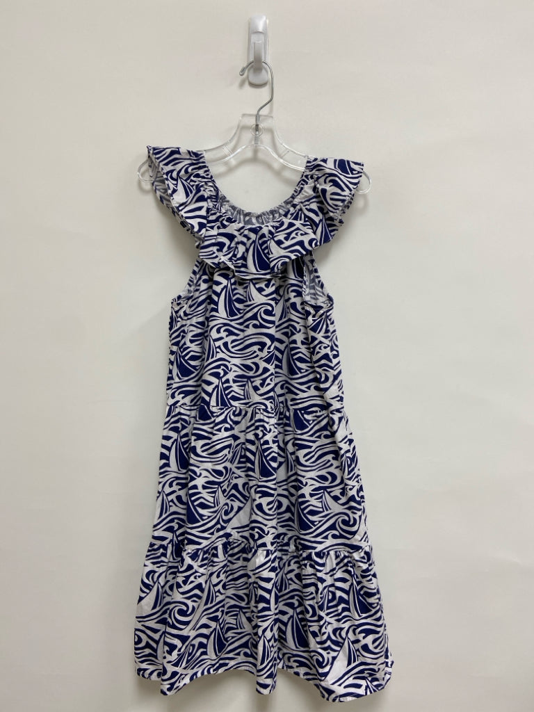 Vineyard Vines SIZE 10/12 Navy/white Waves Sleeveless Girl&