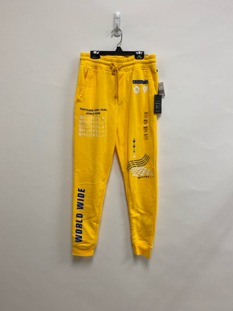 NWT Brooklyn Cloth Size S Yellow White/Blue Words Joggers Ladies Sweatpant