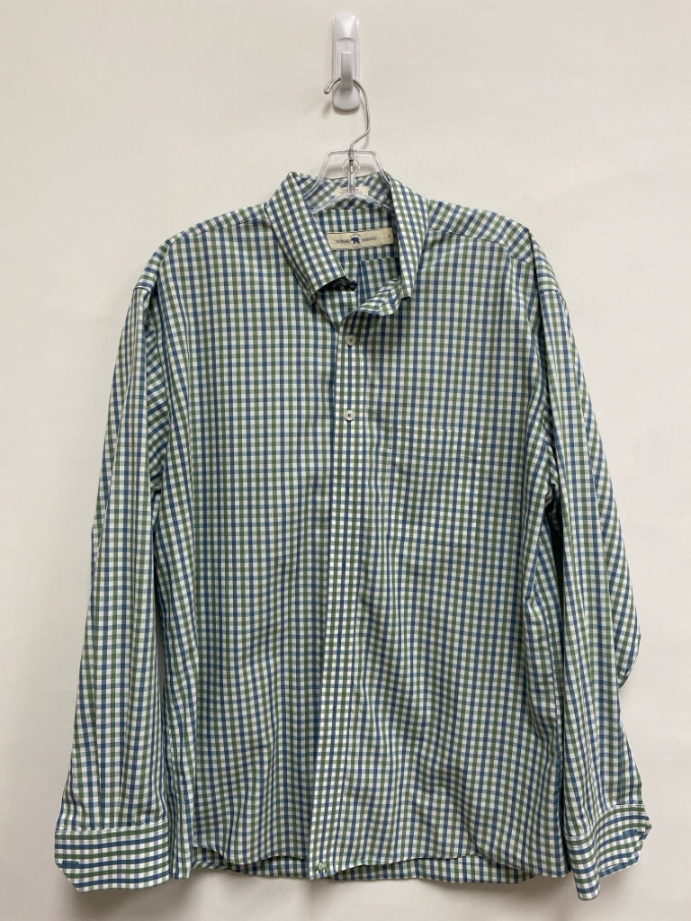 Size L White Blue/Green Checkered Men&