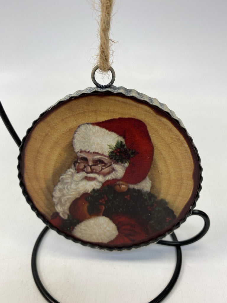 Tan Red Santa Ornaments