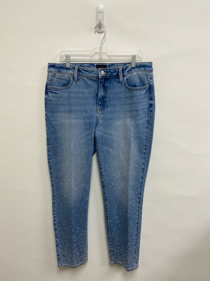 Talbots Size 12 Faded Denim Studded Ladies Jeans
