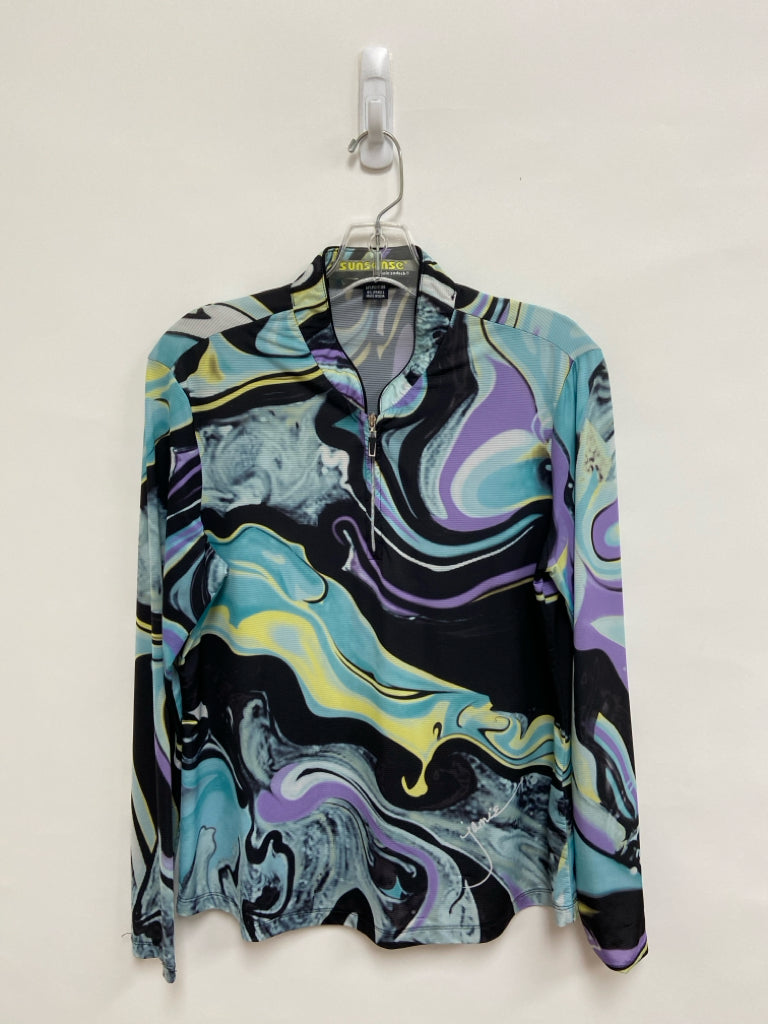 jamie sadock Size M Aqua/Black Lavender/Yellow Swirl Ladies Rash Guard