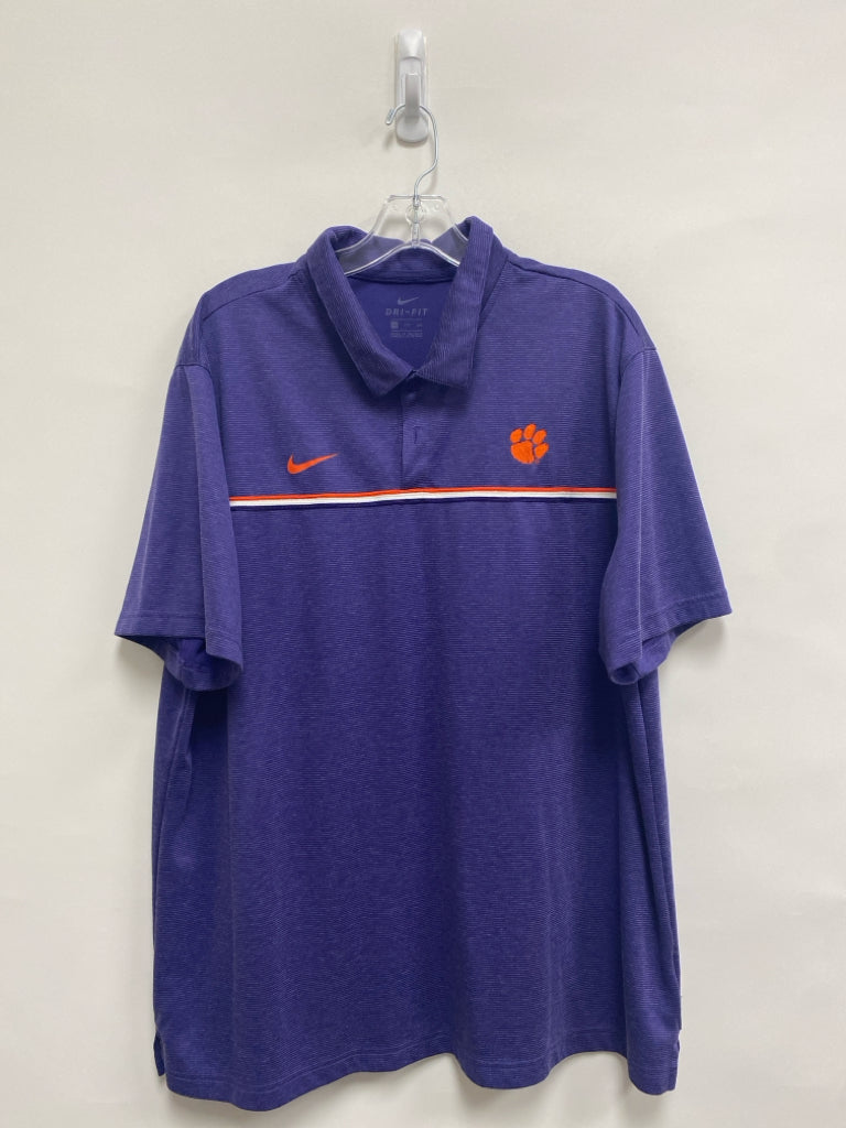 Nike Size XXL Purple Orange/White Striped Polo Men&