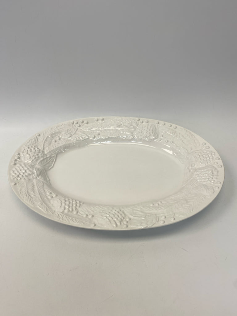 White Embossed Ceramic Serving Piece