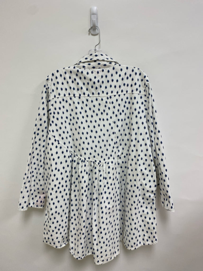 Tulip Size M White Navy Dots Tunic Ladies Top