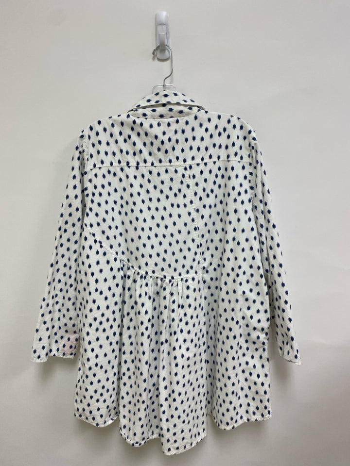 Tulip Size M White Navy Dots Tunic Ladies Top