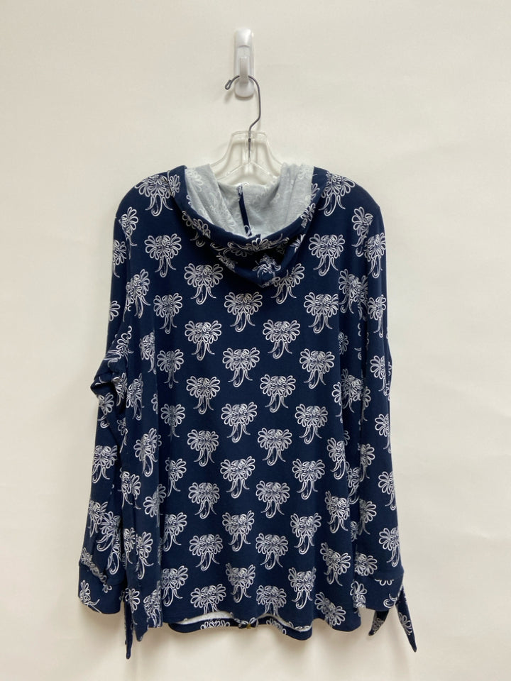Crown &amp; Ivy  SIZE  2X Navy White Print Hooded Plus Size Jacket