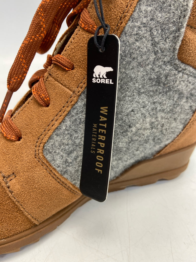 NWT Sorel US Shoe Size 8.5 Caramel Gray Lace-up Boots