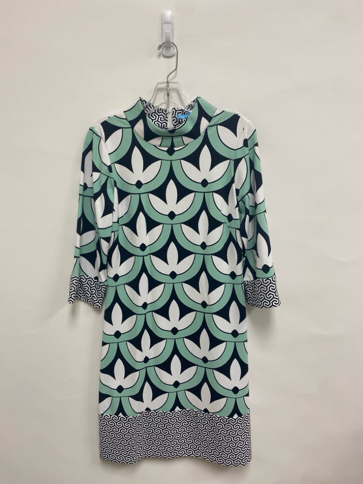 J McLaughlin Size S Seafoam White/Black Print Ladies Dress